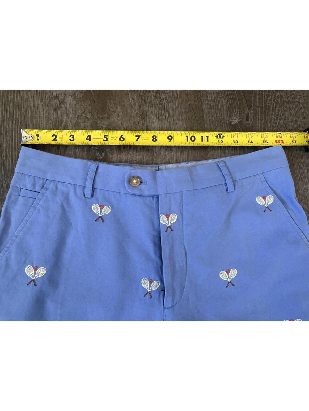 J. McLaughlin Men’s Cotton Blue Shorts Embroidered Tennis Rackets Size 32 - Picture 6 of 9